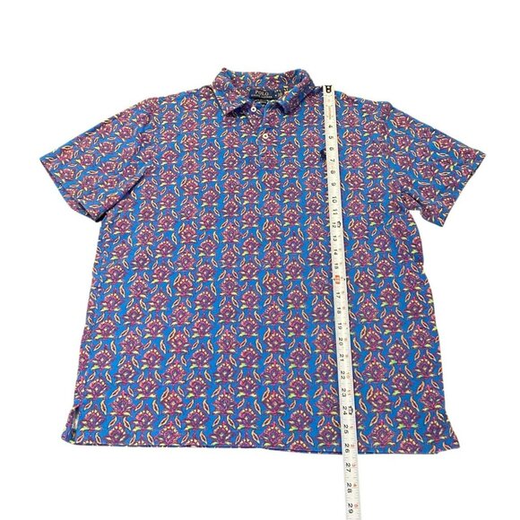 Polo‎ Ralph Lauren Shirt Mens M Blue Floral All Over Print Bohemian Lotus Golf - Picture 6 of 9
